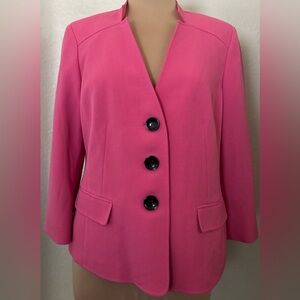 Kasper Vibrant Pink Blazer with Black Buttons